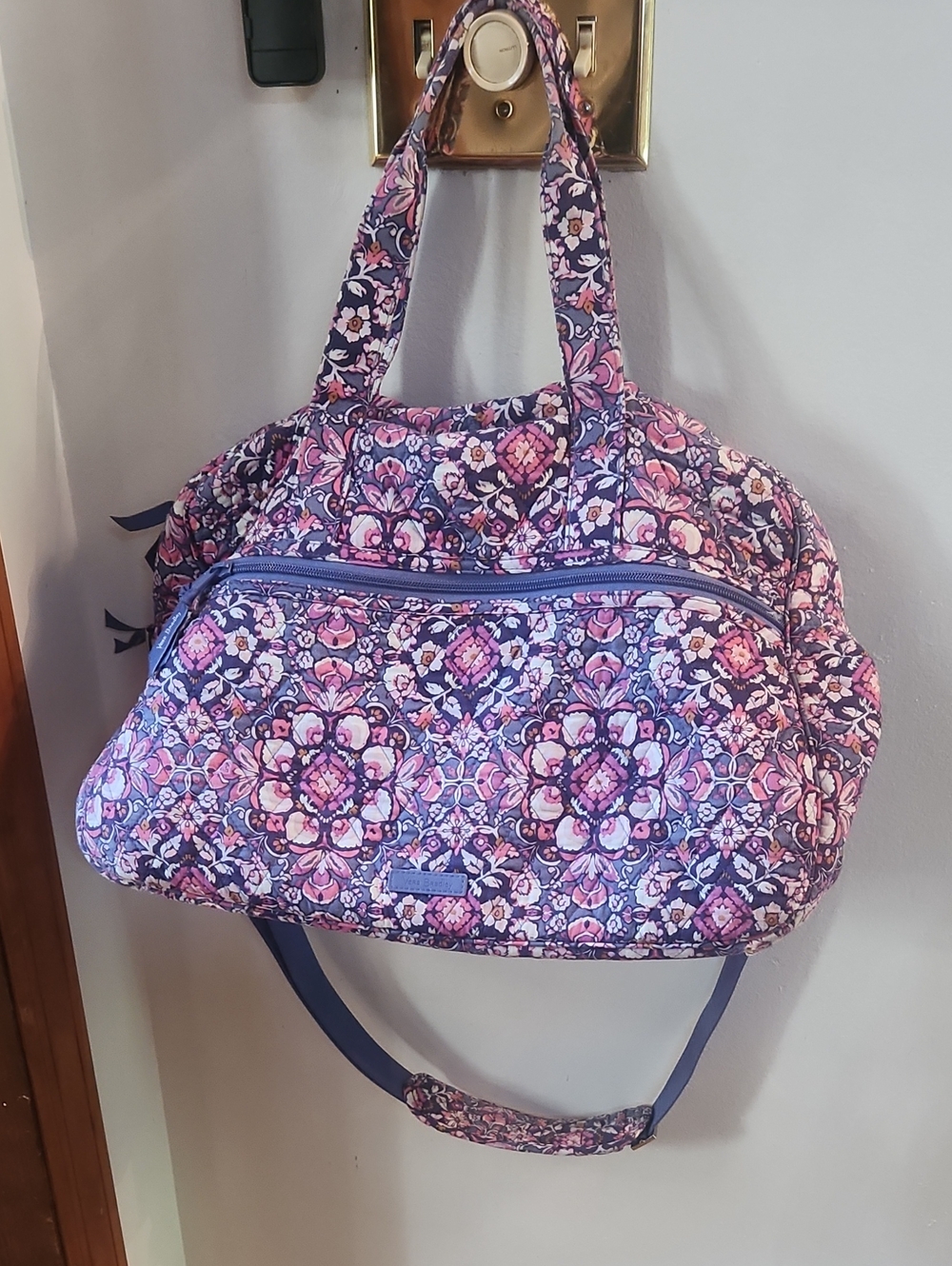 Quilted Floral Dome Tote Bag - Pink & Purple